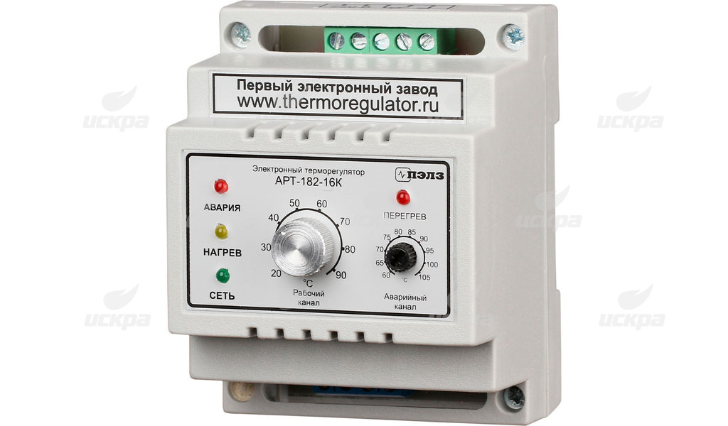 ФОТО - Терморегулятор АРТ-182-16К с датчиками КТУ до 3 кВт (DIN, аналоговое управление, 2 канала)