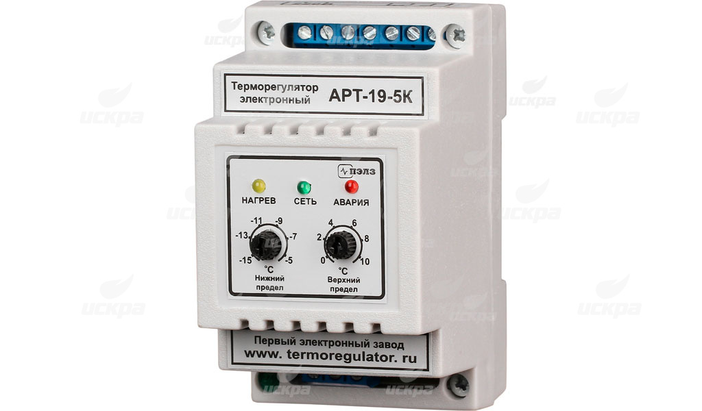 ФОТО - Терморегулятор АРТ-19-5  с датчиком КТУ до 1 кВт (DIN, аналоговое управление) для антиобледенительных систем