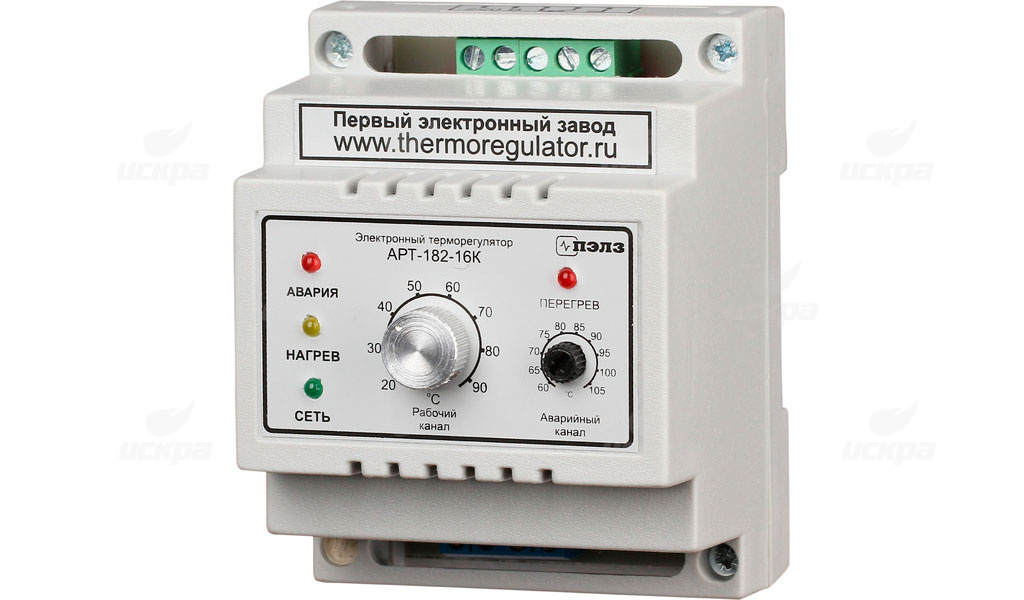 Терморегулятор АРТ-182-16К с датчиками КТУ до 3 кВт (DIN, аналоговое управление, 2 канала)
