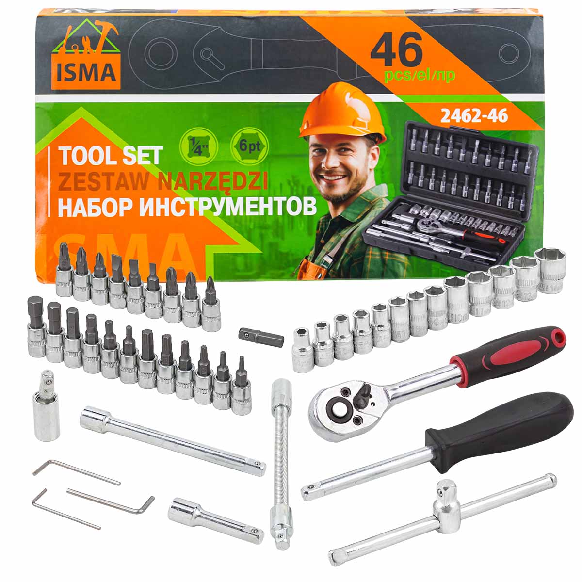 Набор инструмента 46пр. 1/4" (6-гран.)(4-14мм)