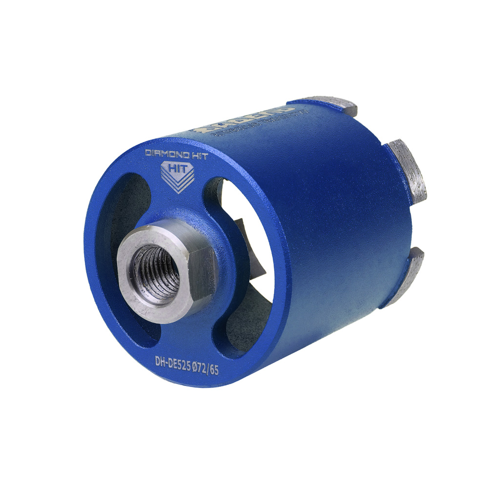 Коронка алмазная для подрозетников DH-DE525 Ø72/65 M16 R 6LSP, предназначена для работы  с микроударом,  в сухую (без подачи СОЖ)