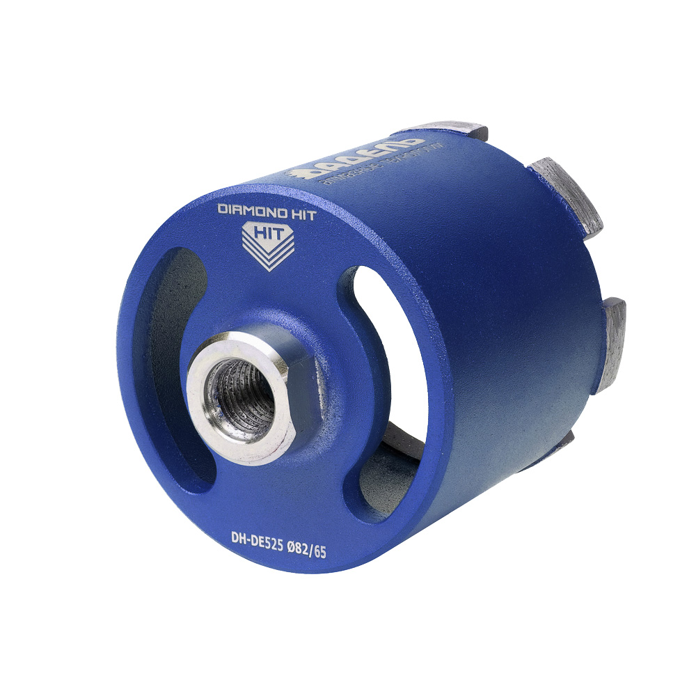 Коронка алмазная для подрозетников DH-DE525 Ø82/65 M16 R 7LSP, предназначена для работы  с микроударом,  в сухую (без подачи СОЖ)