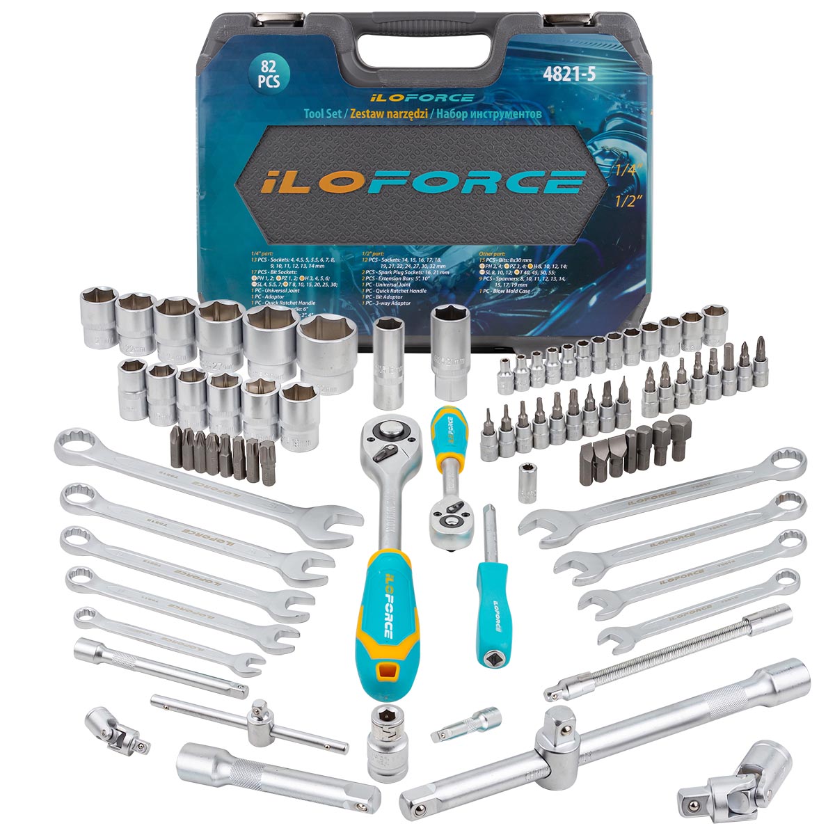 Набор инструмента 82пр.1/4"&1/2" (6-гр.)(4-32мм)